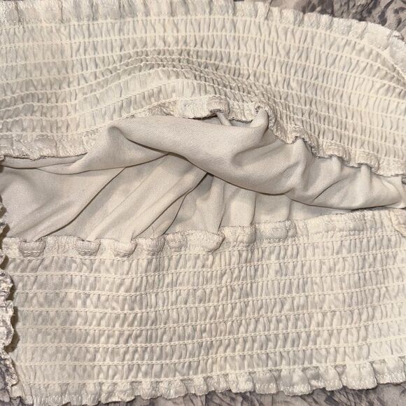 Japna L Ivory Gray Mock Neck Sleeveless Ruffle Animal Print Peplum Blouse - Picture 11 of 11